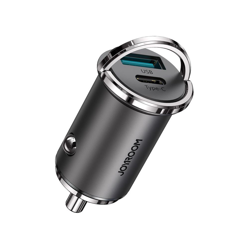 Joyroom ātrais automobiļu lādētājs USB Type-C / USB 45 W 5 A Power Delivery Quick Charge 3.0 AFC SCP pelēks (C-A35)