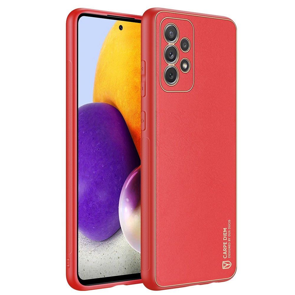 Dux Ducis Yolo elegants apvalks no mīksta TPU un PU ādas Samsung Galaxy A72 4G sarkans
