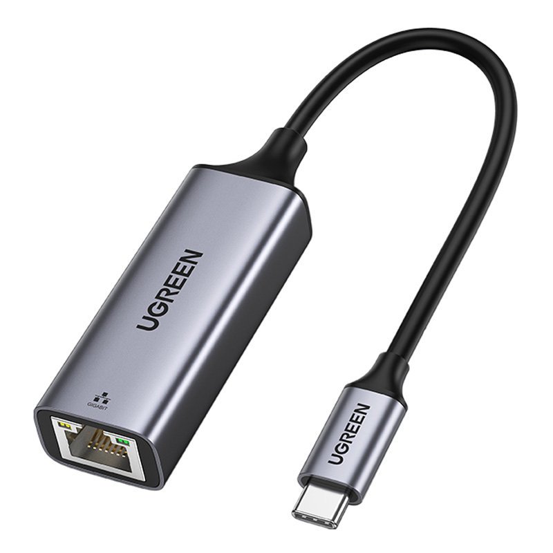Ugreen ārējais tīkla adapteris RJ45 - USB Type C (1000 Mbps / 1 Gbps) Gigabit Ethernet pelēks (CM199)