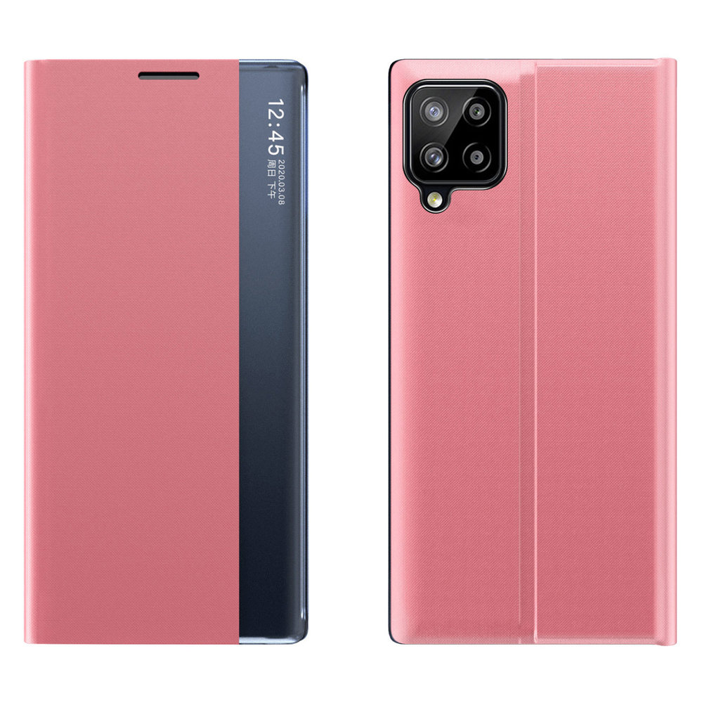 Sleep Case grāmatas tipa apvalks ar viedu logu Samsung Galaxy A22 4G rozā