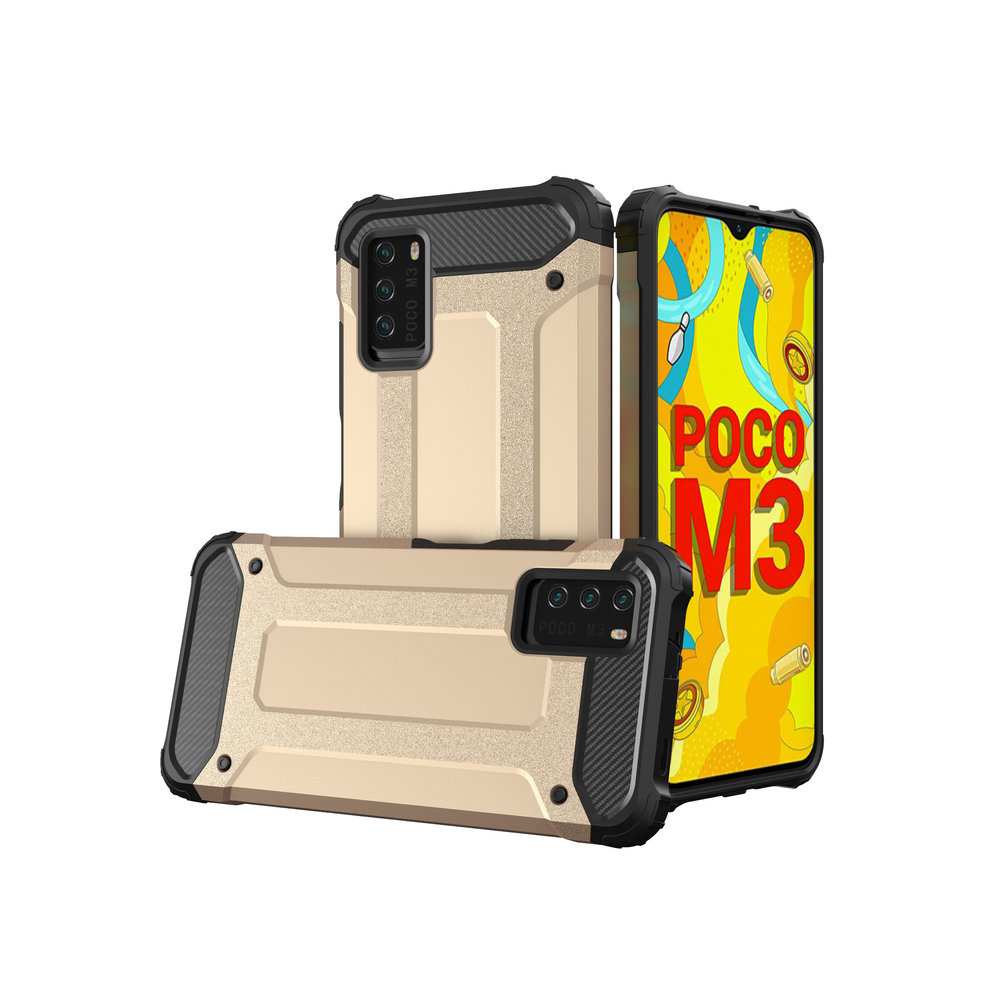 Hybrid Armor Case прочный защищённый чехол для Xiaomi Redmi Note 10 5G / Poco M3 Pro золотой