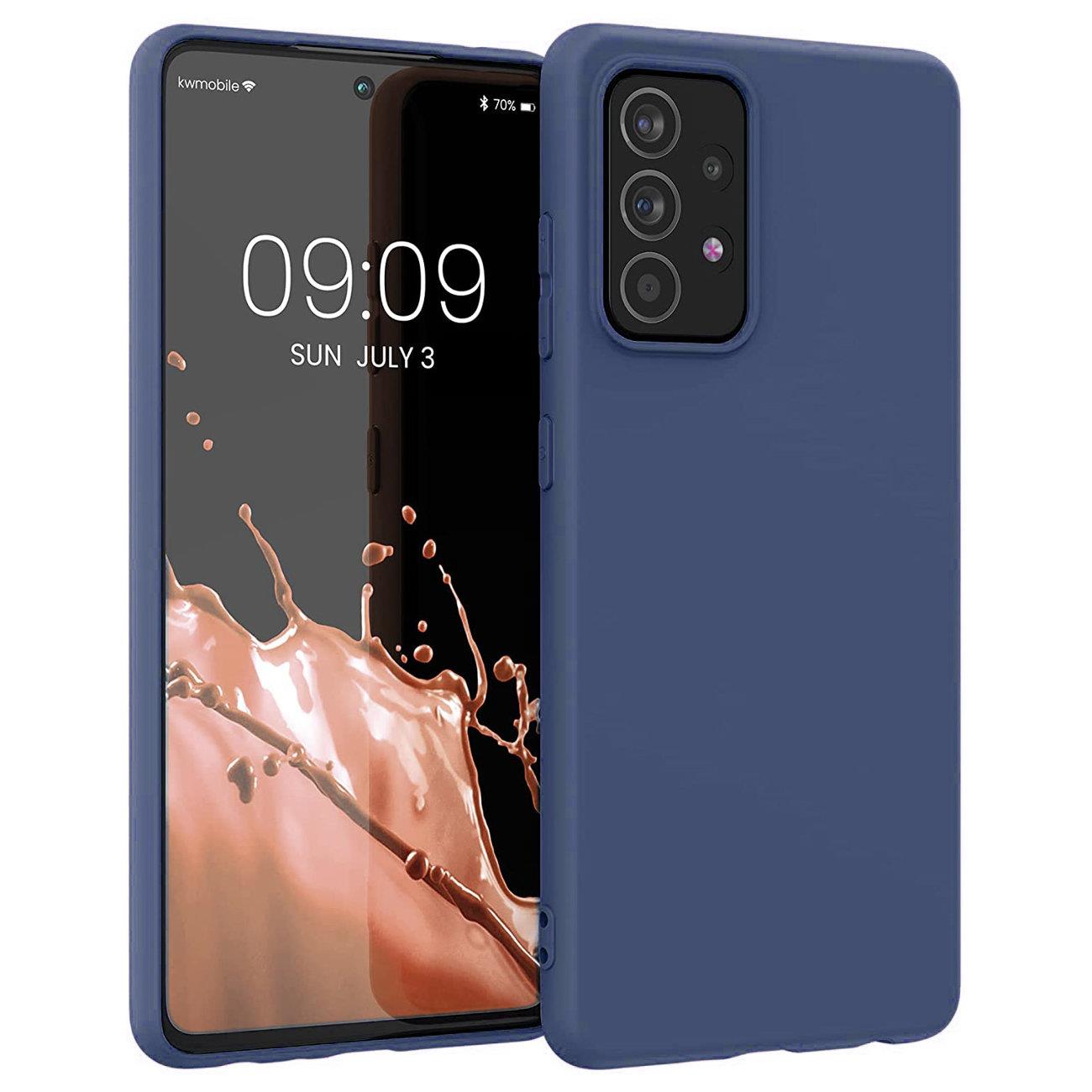 Silikona viedtālruņa apvalks mīksts elastīgs gumijas pārsegs Samsung Galaxy A22 4G zils