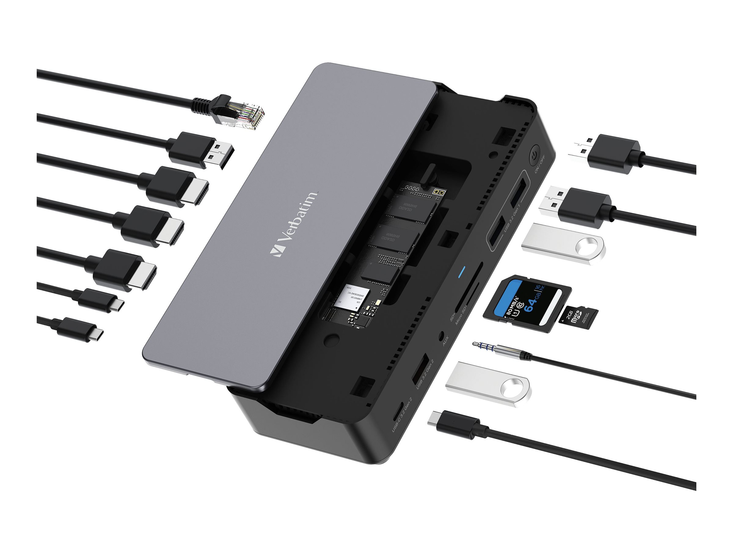 VERBATIM USB-C Pro dokstacija 15 portiem