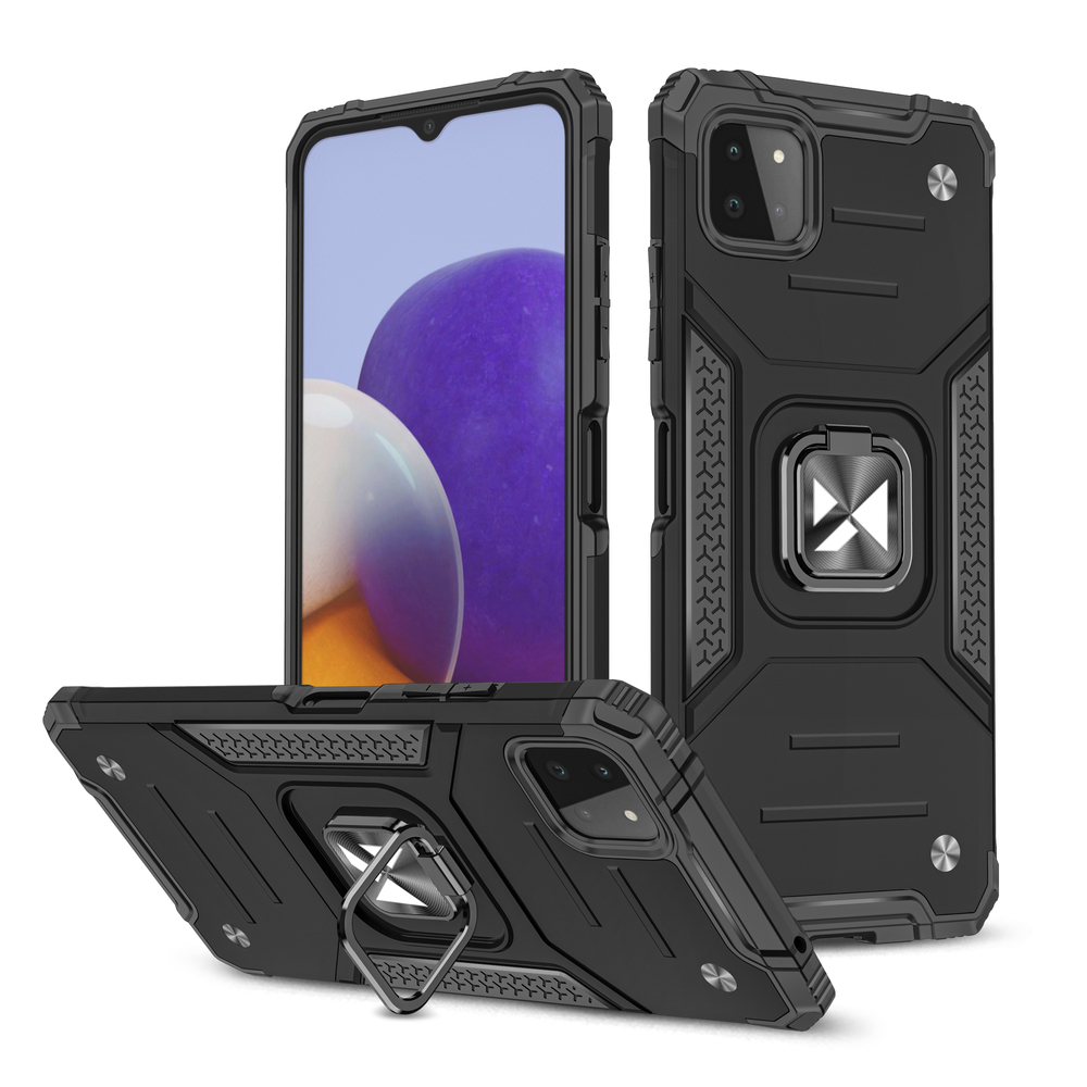 Wozinsky Žieda apvalks ar statīvu izturīgs melns Samsung Galaxy A22 4G