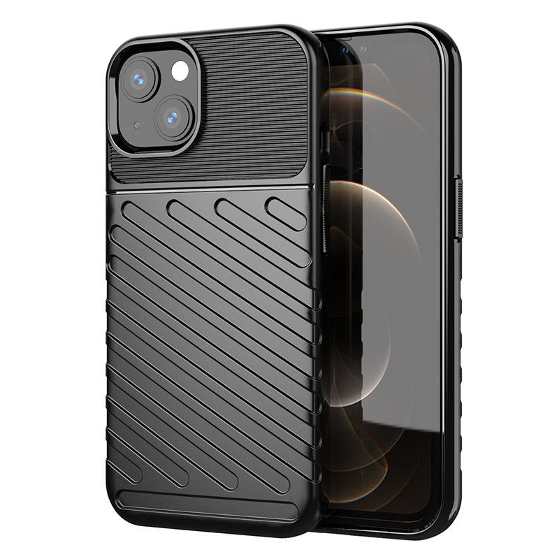 Thunder apvalks elastīgs izturīgs robusts pārsegs TPU apvalks iPhone 13 mini melns