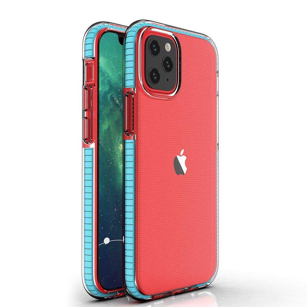 Spring Case прозрачный TPU гелевый защитный чехол с цветной рамкой для iPhone 13 Pro голубой