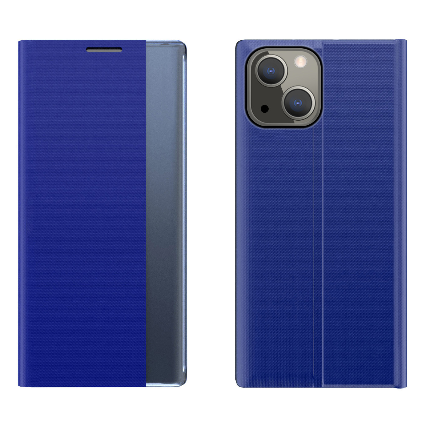 Sleep Case grāmatas tipa apvalks ar viedo logu iPhone 13 mini zils