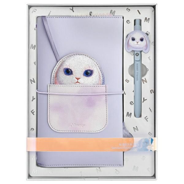 NIMMY komplekts 2in1 piezīmju grāmatiņa + pildspalva BIG EYED PET 2.0 Trusis violeta