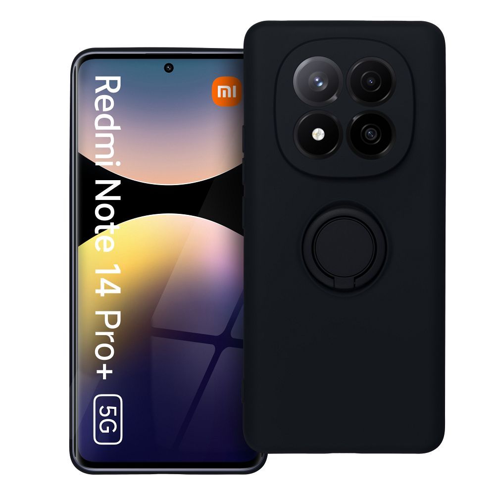 Viedtālruņa apvalks ar silikona gredzenu XIAOMI Redmi Note 14 Pro Plus 5G - melns