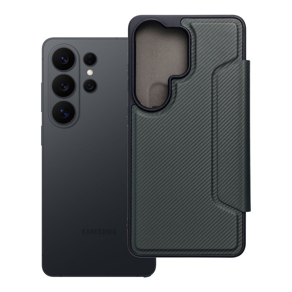 RAZOR grāmatas tipa viedtālruņa apvalks SAMSUNG S26 Ultra, tumši zaļš