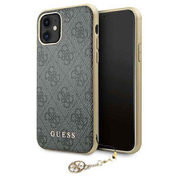 Guess GUHCN61GF4GGR iPhone 11 6.1" / Xr pelēks/pelēks cietais apvalks 4G Charms Collection