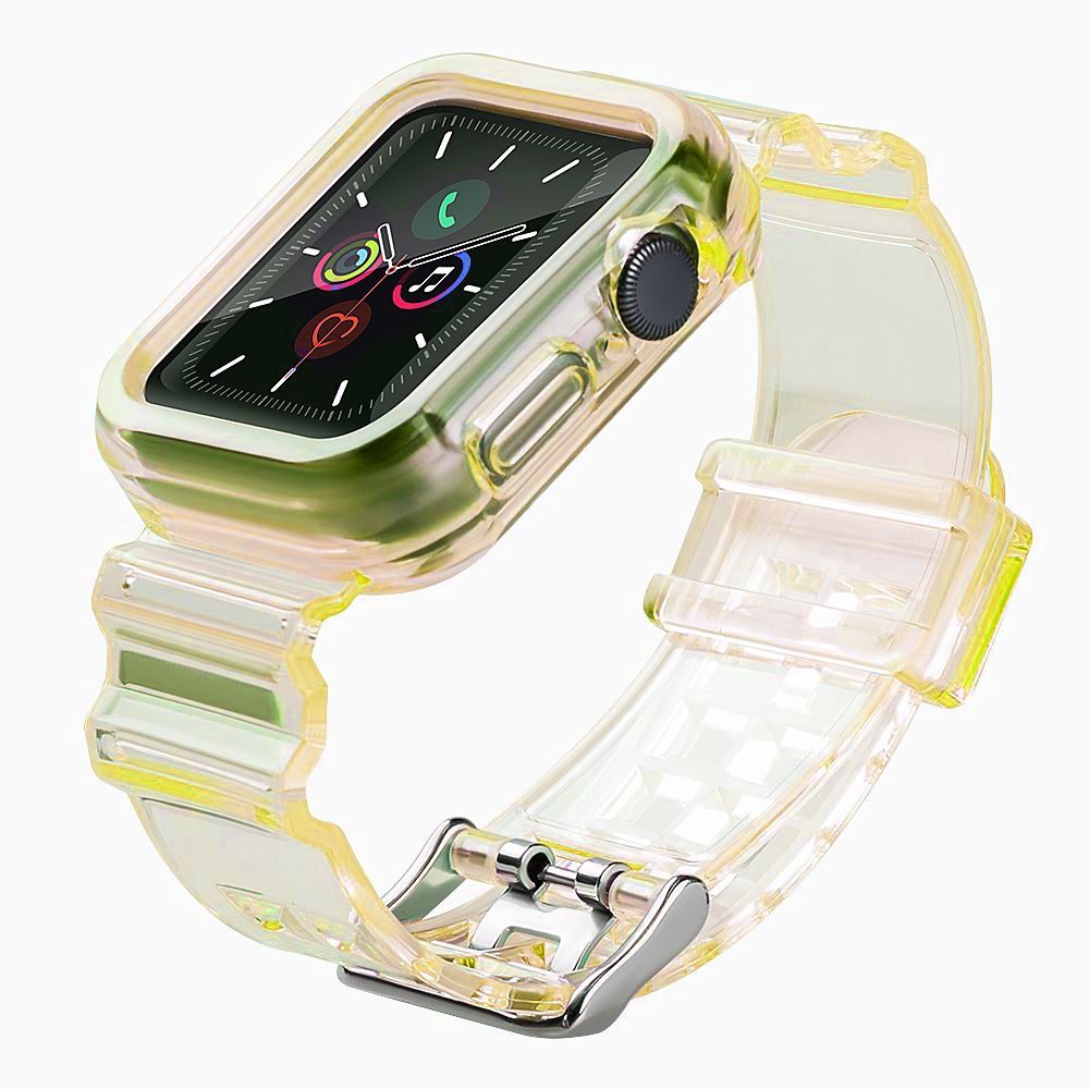 Silikona siksniņa aproce apvalks siksniņa gaismas komplekts Apple Watch 38mm - dzeltena