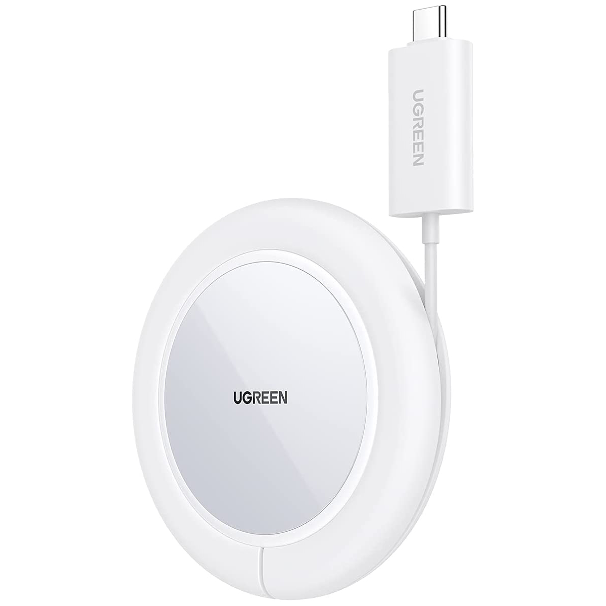 Ugreen CD245 40123 bezvadu Qi / MagSafe lādētājs 15W ar USB-C kabeli balts