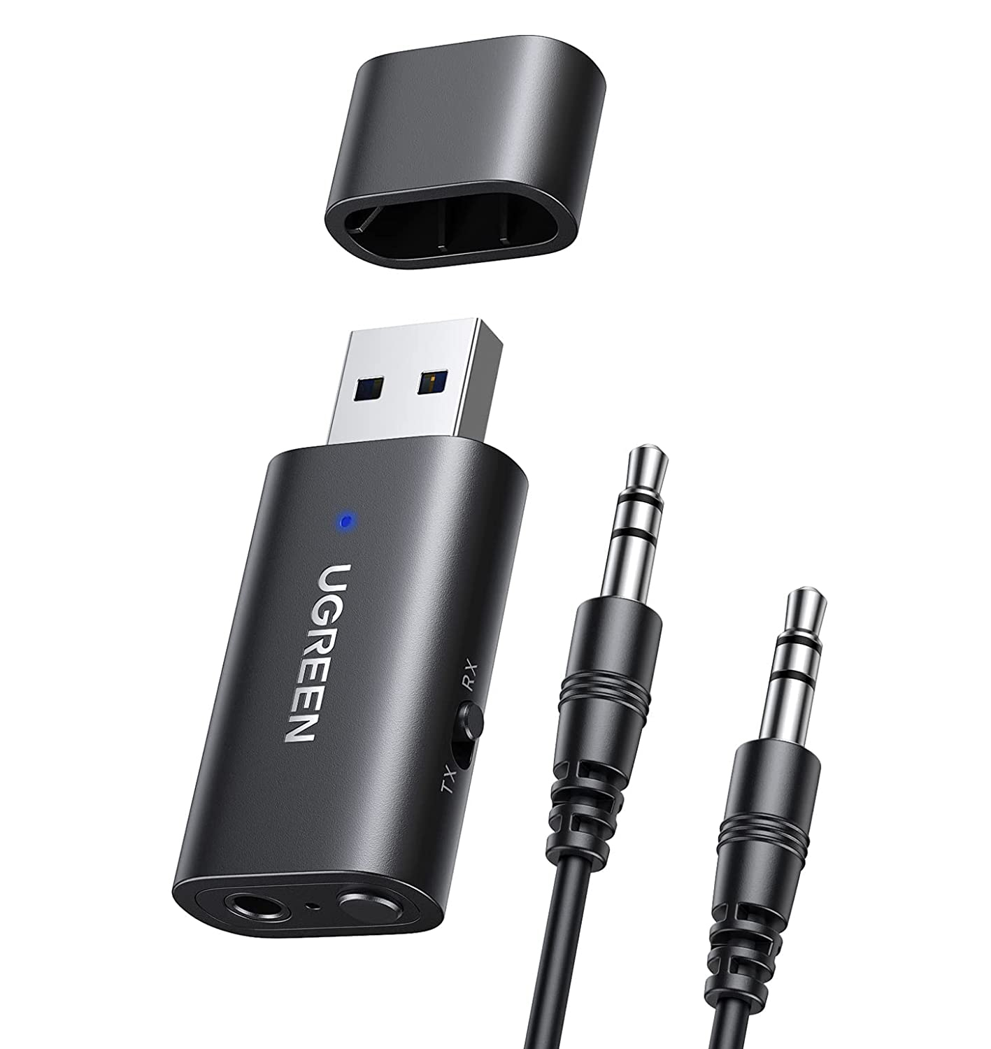 Ugreen Bluetooth 5.1 raidītājs / uztvērējs bezvadu audio adapteris 3.5mm mini jack melns (CM523 60300)