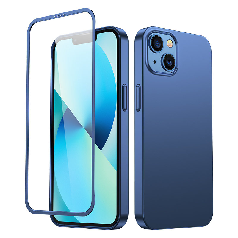 Joyroom 360 Full Чехол передняя и задняя крышка для iPhone 13 + закалённое стекло синий (JR-BP927 blue)