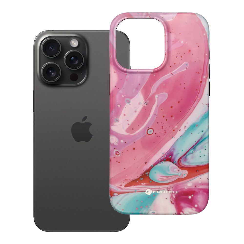 Case for iPhone 15 PRO MAX Forcell F-Protect Mirage compatible with Magsafe Military Drop-Test pink marble