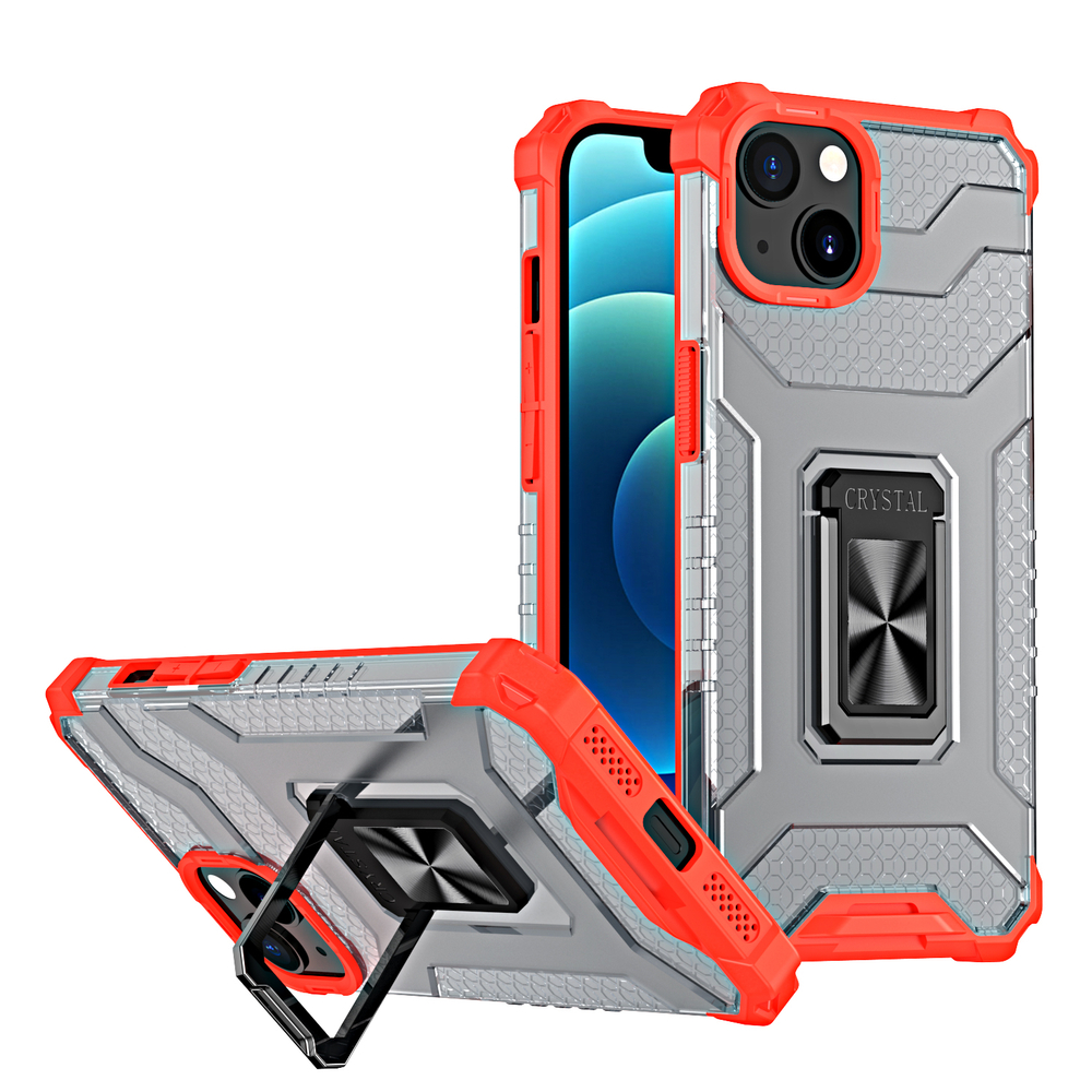 Crystal Ring Case прочный защитный чехол с подставкой для iPhone 13 красный