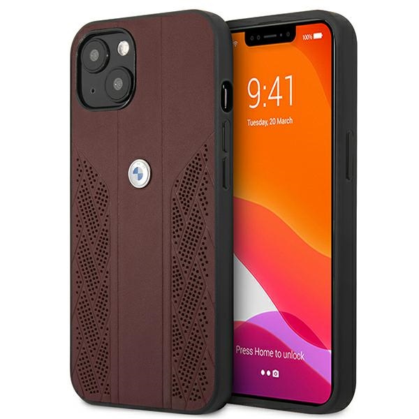BMW Leather Curve Perforate чехол для iPhone 13 - красный