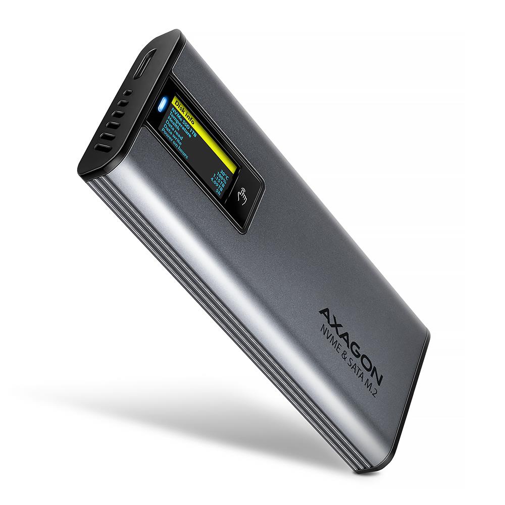 SSD diska korpuss M.2 NVMe SATA USB3.2 EEM2-SD2 Axagon