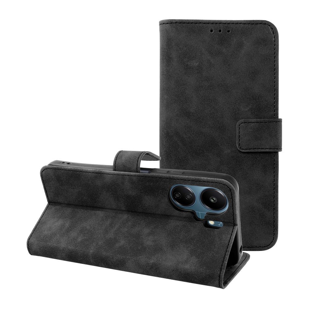 TENDER grāmatas tipa viedtālruņa apvalks XIAOMI Redmi 13C / POCO C65 melns