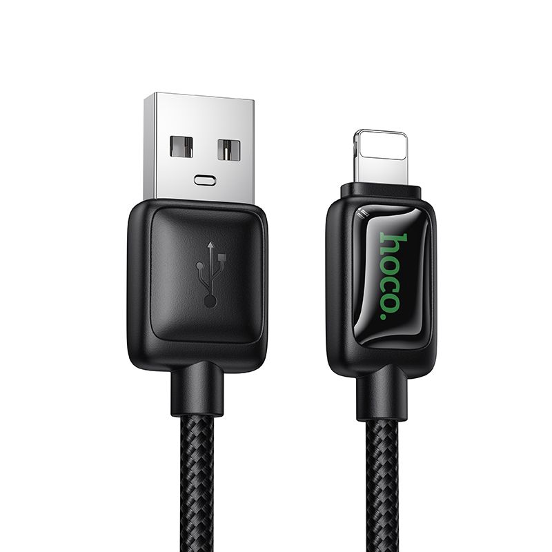 Kabelis ar LCD USB A uz Lightning Hoco 2,4A 1,2 m U146 melns