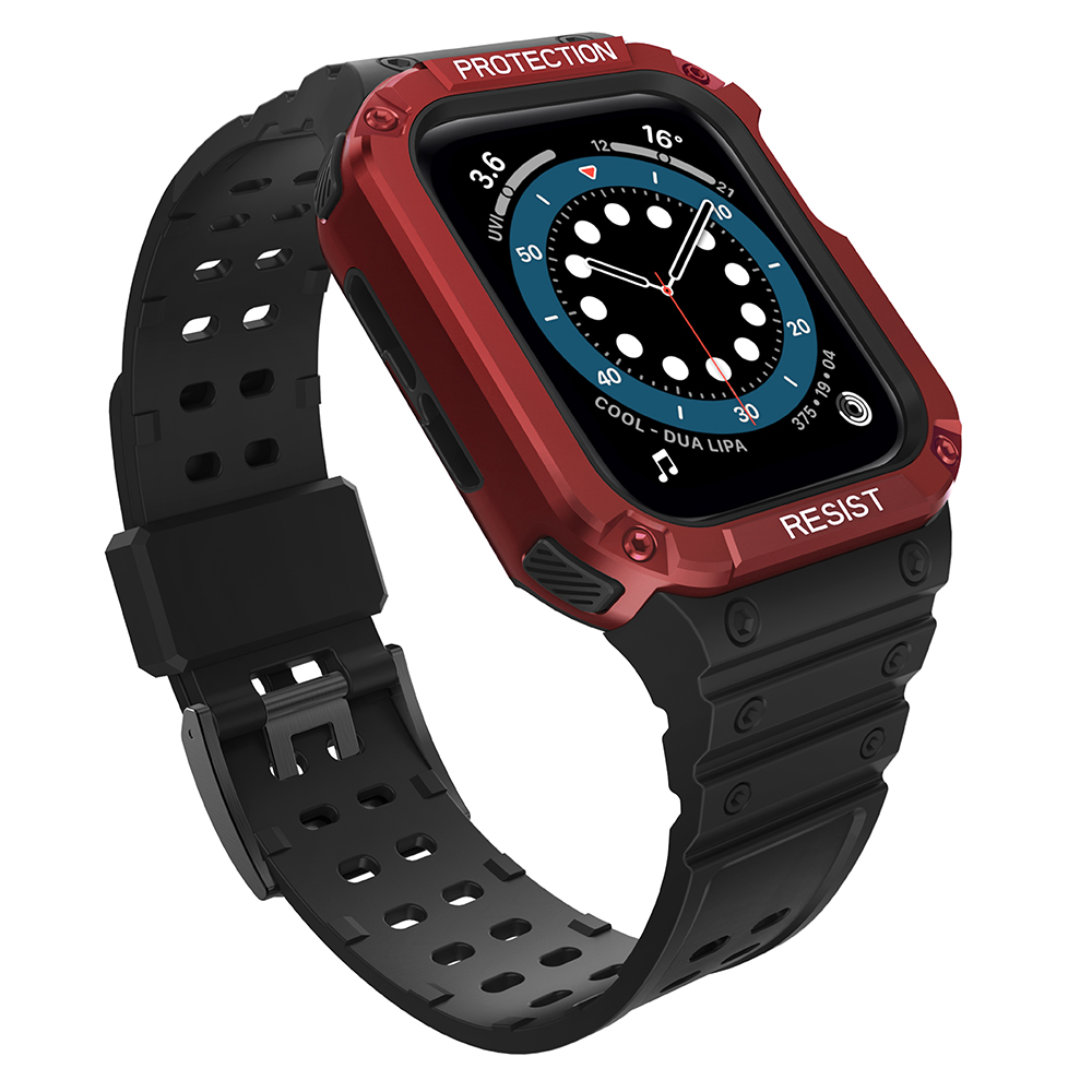 Protect siksniņa Apple Watch 38/40/41mm bruņots apvalks siksniņa - melns, sarkans