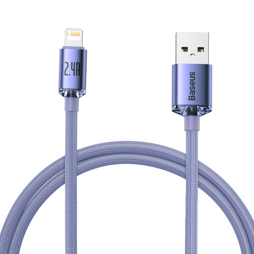 USB kabelis Baseus Crystal Shine violets Lightning 120cm