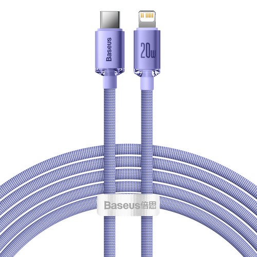 USB kabelis Baseus Crystal Shine violets Type-C / Lightning 200cm (līdz 20W)