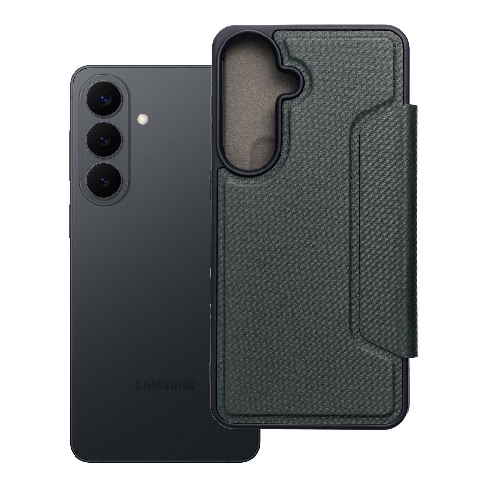 RAZOR grāmatas tipa viedtālruņa apvalks SAMSUNG S26 Edge, tumši zaļš