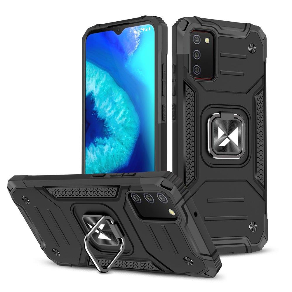 Wozinsky gredzena bruņu hibrīda apvalks + magnētiskais turētājs Samsung Galaxy A03s melns