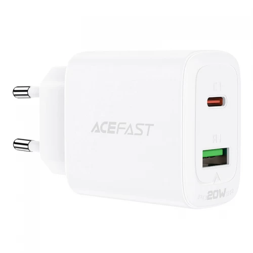 Acefast сетевое зарядное устройство USB Type C / USB 20W, PPS, PD, QC 3.0, AFC, FCP белое (A25 white)