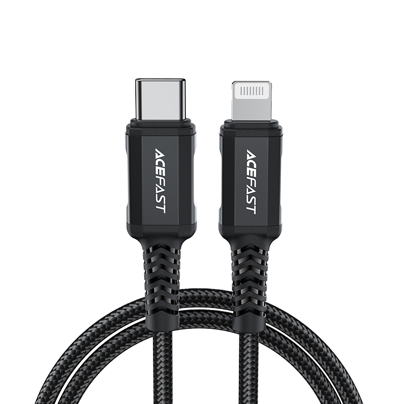 Acefast C4-01 Lightning - USB-C PD kabelis 30W 3A 480Mb/s 1.8m - melns