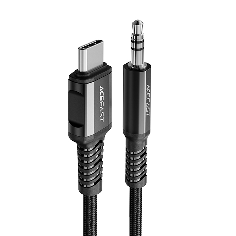 Acefast audio kabelis USB Type C - 3.5mm mini ligzda (vīriešu) 1.2m, AUX melns (C1-08 melns)