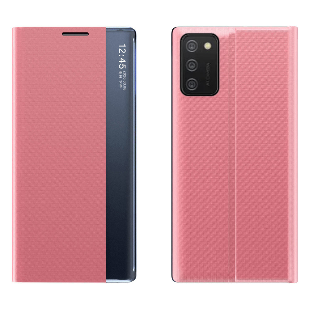 Viedtālruņa vāciņš Sleep Case Samsung Galaxy A03s (166.5) ar statīvu - rozā