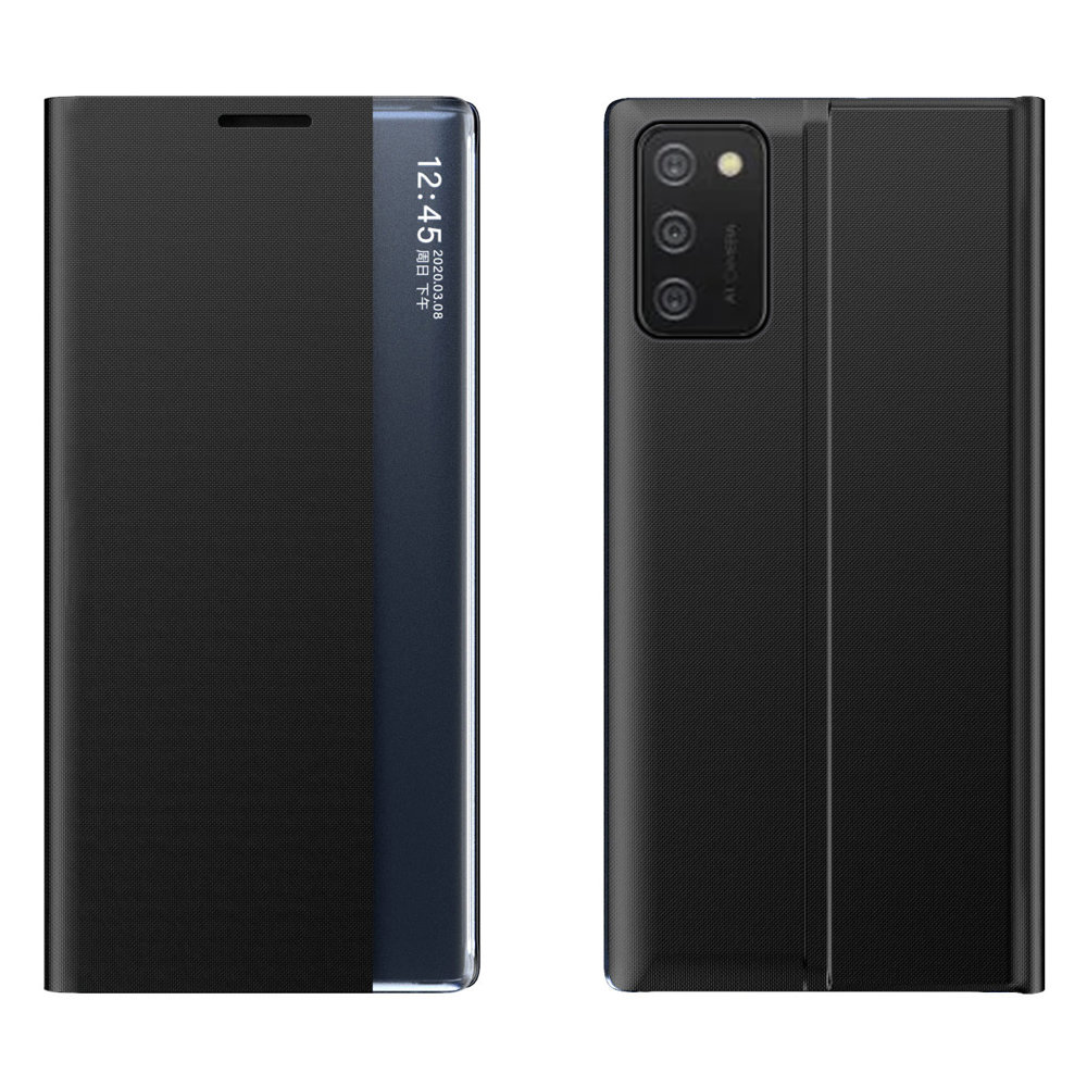 Viedtālruņa vāciņš Sleep Case Samsung Galaxy A03s (166.5) ar statīvu - melns