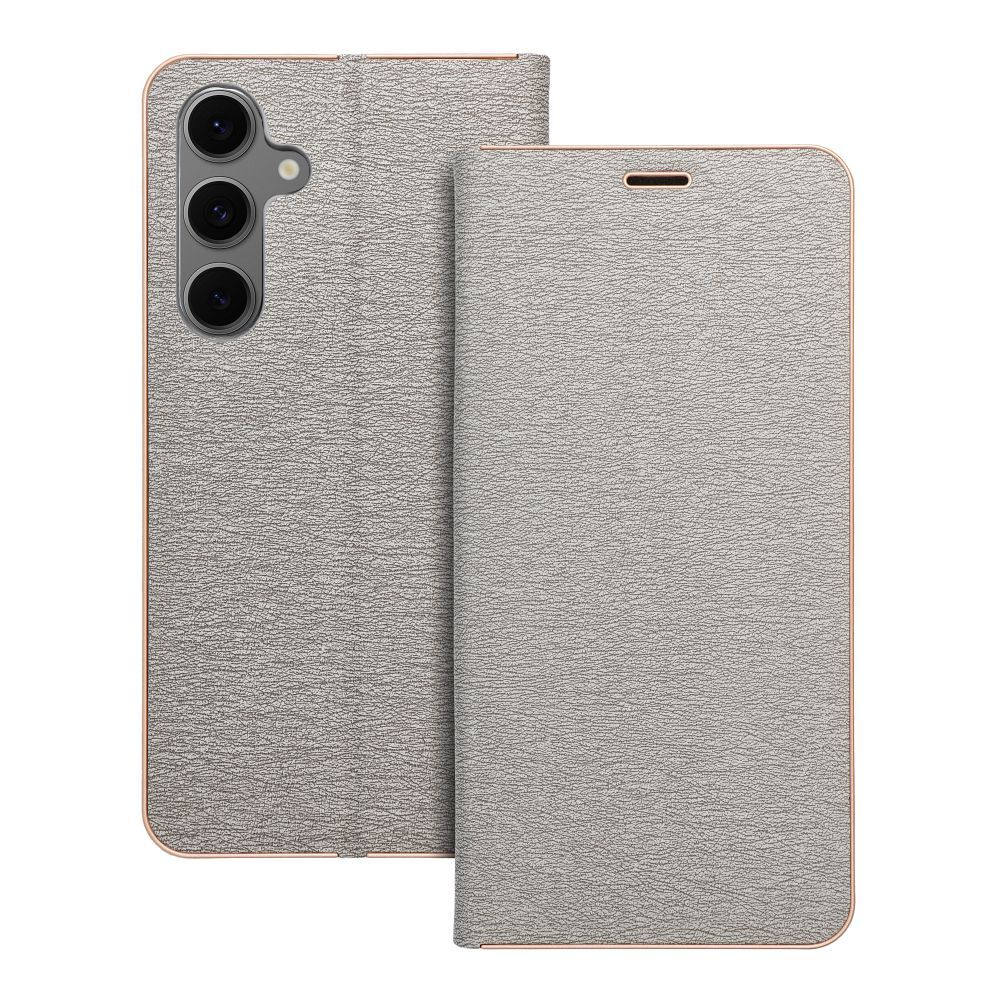 Viedtālruņa apvalks LUNA Book zeltains SAMSUNG S24 FE sudrabains