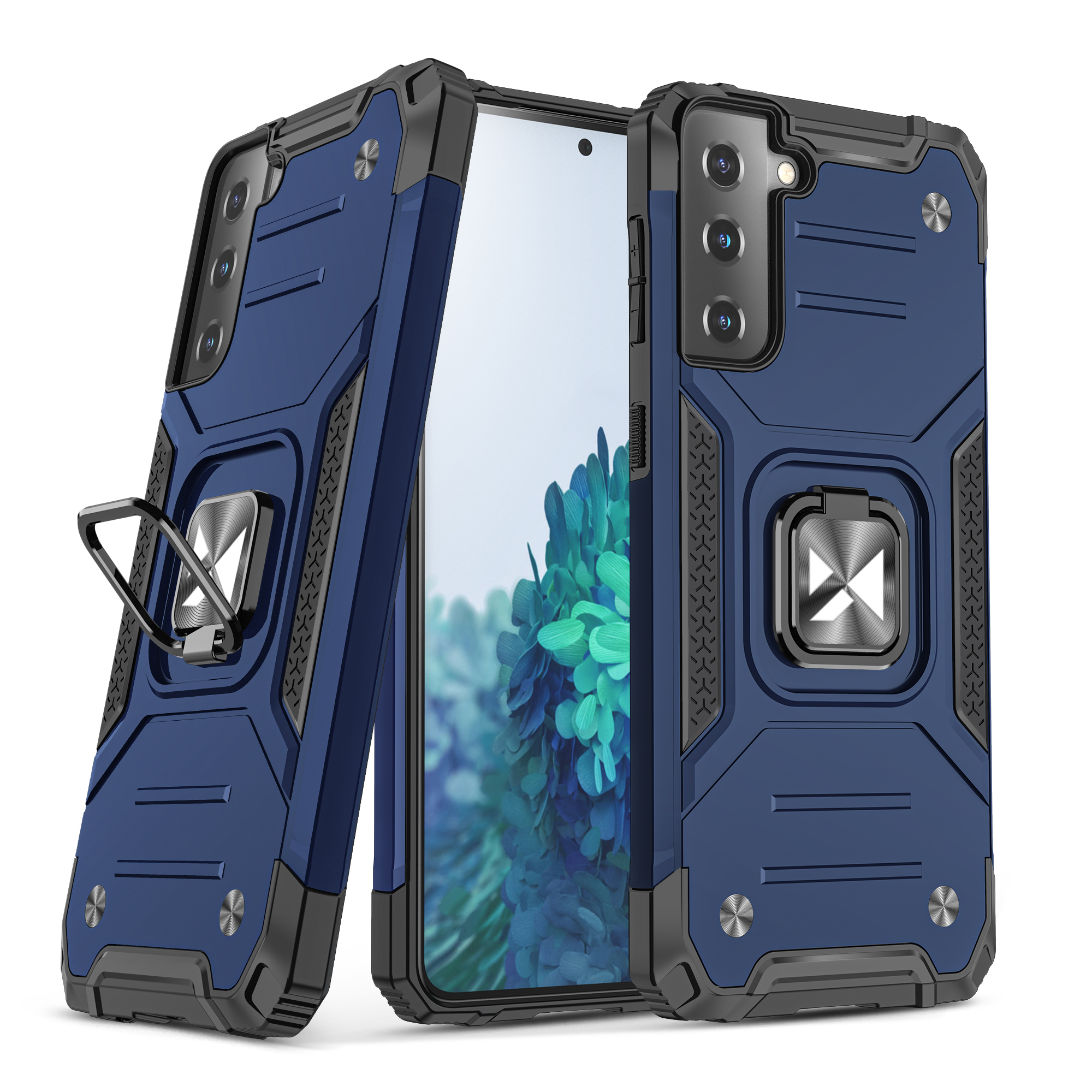 Wozinsky Ring Armor Tough Hybrid viedtālruņa apvalks Samsung Galaxy S22 zilās krāsas ar magnētisko stiprinājumu
