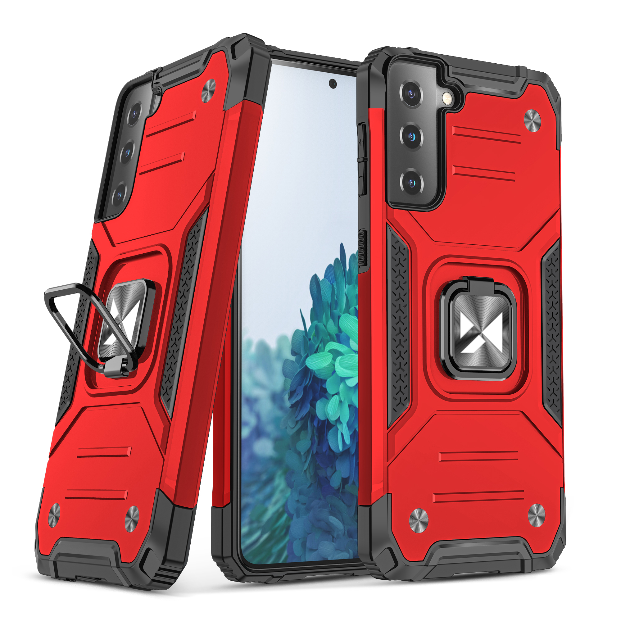 Wozinsky Ring Armor Tough Hybrid viedtālruņa apvalks Samsung Galaxy S22+ (S22 Plus) sarkanās krāsas ar magnētisko stiprinājumu