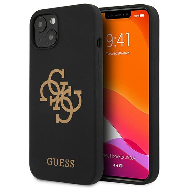 Guess GUHCP13SLS4GGBK iPhone 13 mini 5.4" melns/melns cietais apvalks Silikona 4G Logotipa