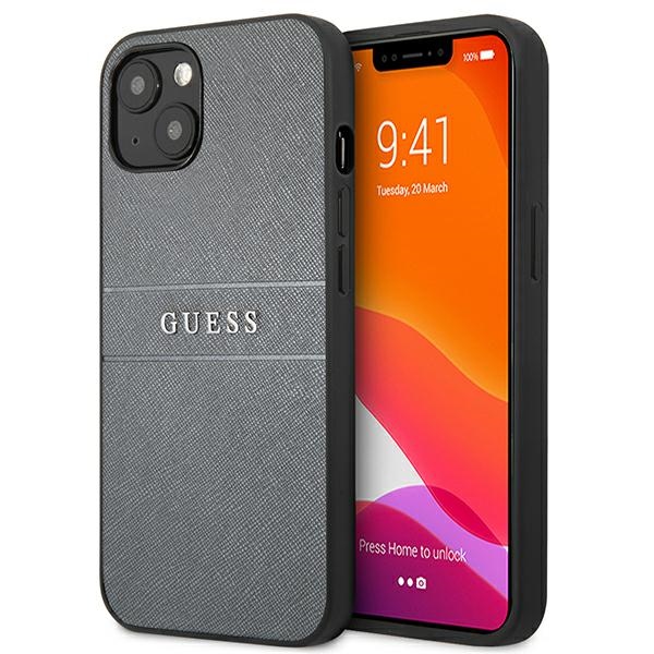 Guess GUHCP13SPSASBGR iPhone 13 mini 5.4" pelēks/pelēks Saffiano Siksna