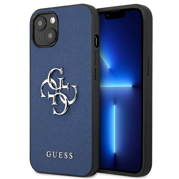 Guess GUHCP13SSA4GSBL iPhone 13 mini 5.4" zils/zils cietais apvalks Saffiano 4G Metāla Logotipa