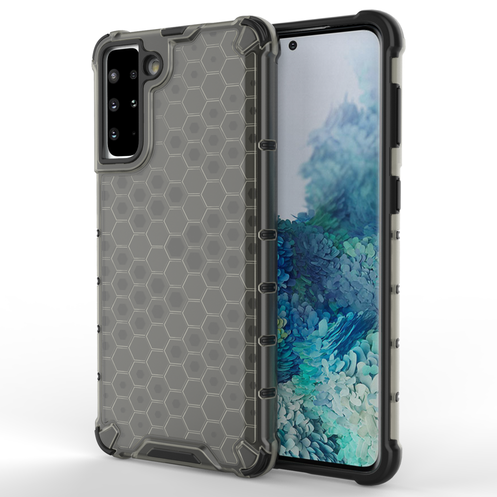 Šūnveida dizaina viedtālruņa apvalks bruņots pārsegs ar gēla rāmi Samsung Galaxy S22 + (S22 Plus) melns