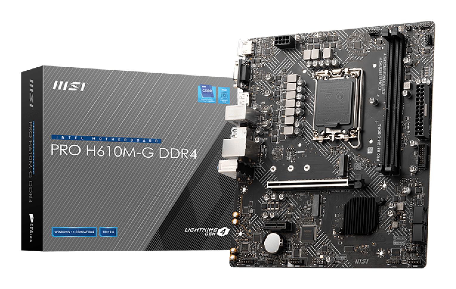 MSI Mātesplate Intel H610 LGA1700 MicroATX DDR4 2 Sloti PROH610M-GDDR4
