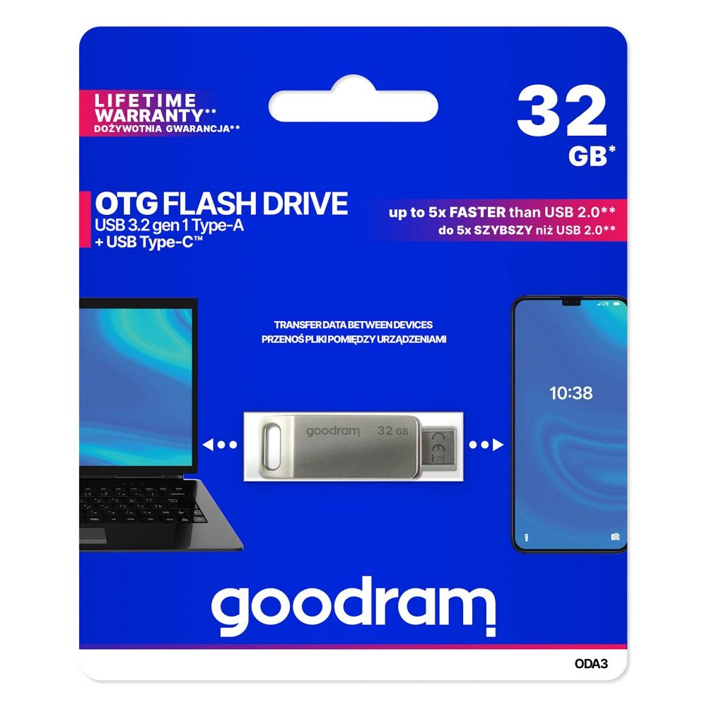 GOODRAM zibatmiņa OTG USB A + Type C ODA3 32GB USB3.2