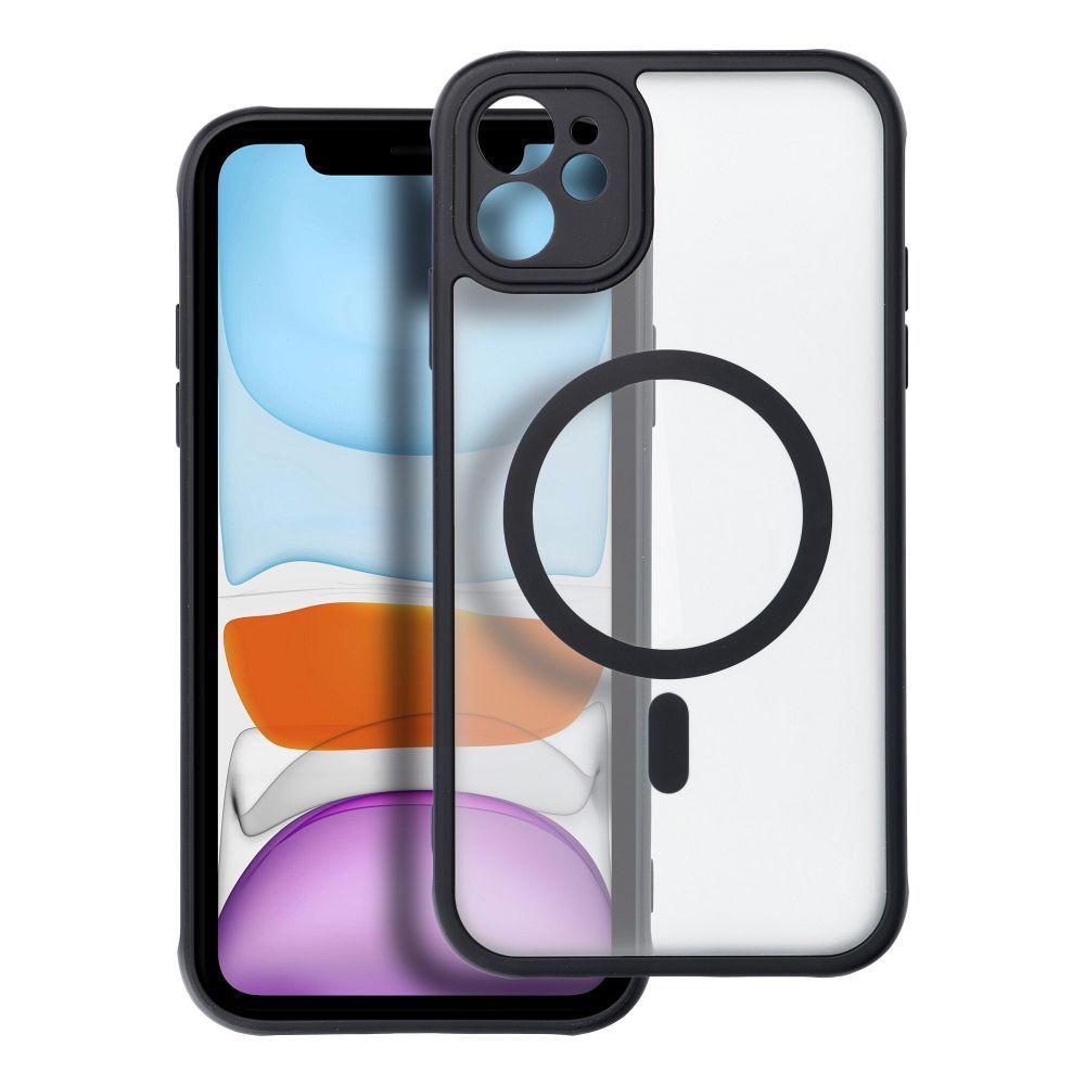 FULL MATTE MAG COVER magnētiskais viedtālruņa apvalks, saderīgs ar MagSafe, paredzēts IPHONE 11, melns