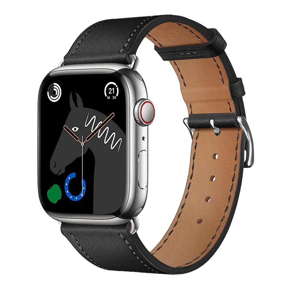 Ремешок для Apple Watch Forcell F-Design FA20 с отверстиями эко-кожа 42 / 44 / 45 / 49 мм чёрный