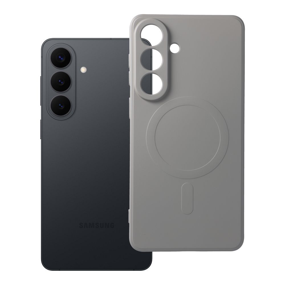 Silikona magnētiskais viedtālruņa apvalks, saderīgs ar MagSafe, paredzēts SAMSUNG S26 Edge, pelēks titāna