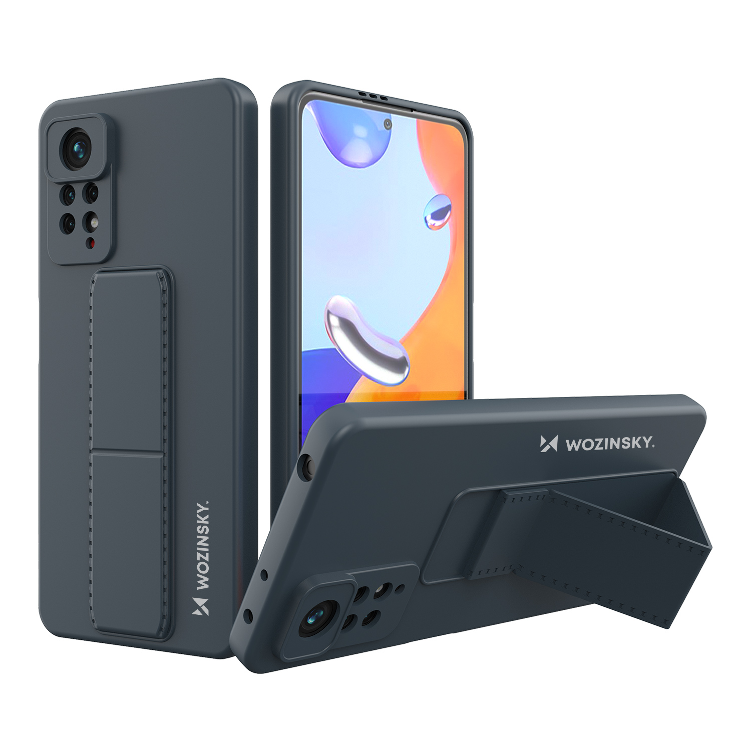 Wozinsky Kickstand Case silikona viedtālruņa apvalks ar statīvu Xiaomi Redmi Note 11 Pro tumši zils