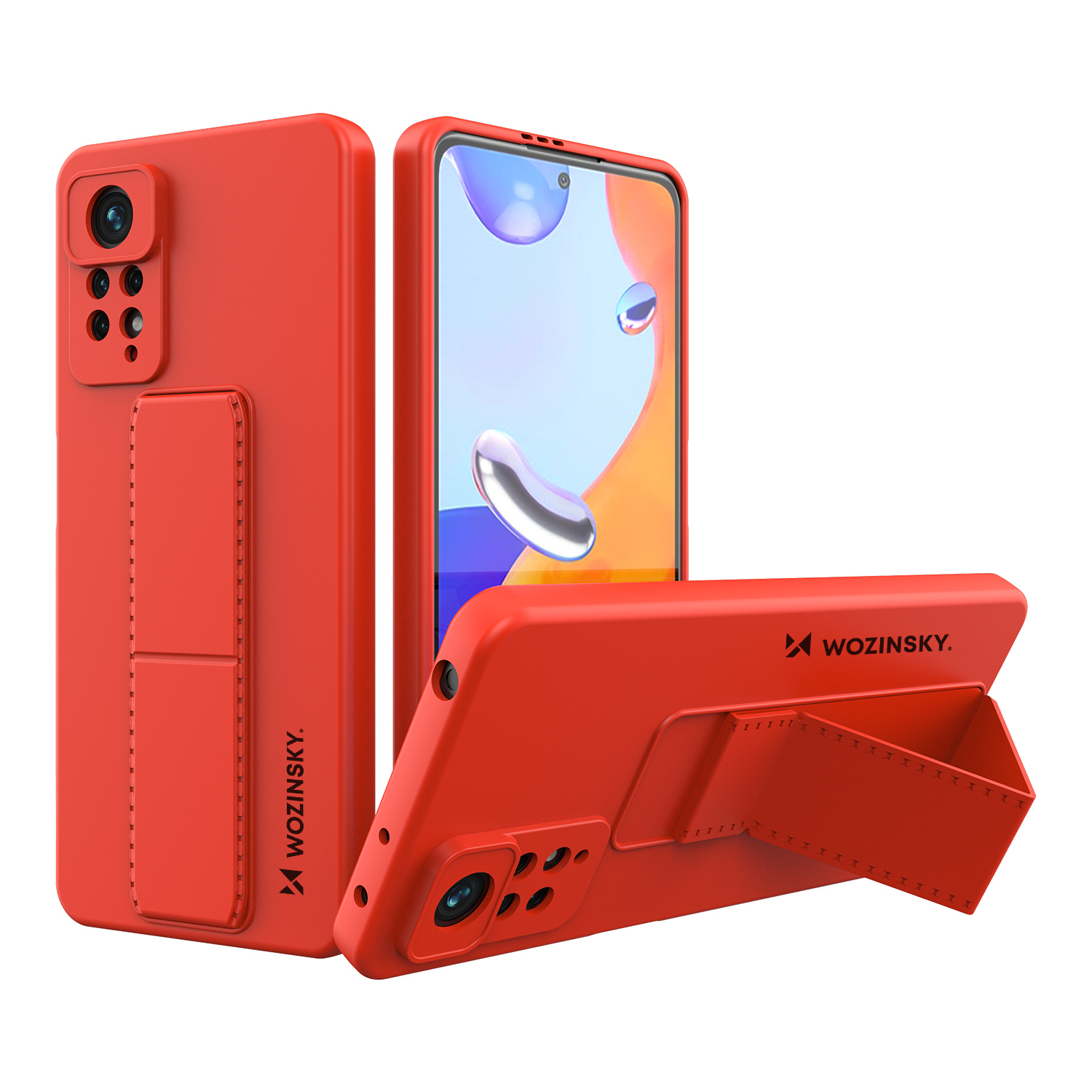 Wozinsky Kickstand Case silikona viedtālruņa apvalks ar statīvu Xiaomi Redmi Note 11 Pro sarkans