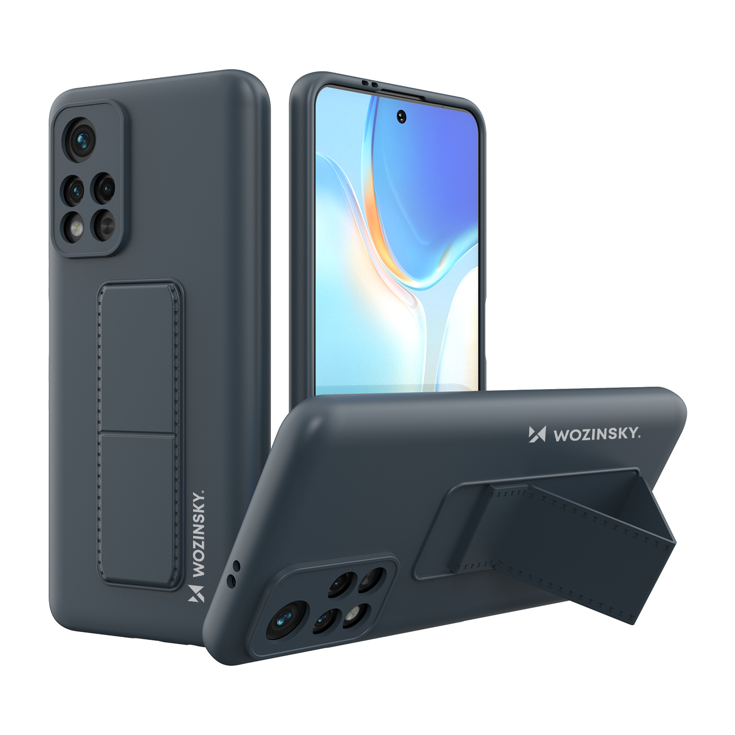Wozinsky Kickstand Case silikona viedtālruņa apvalks ar statīvu Xiaomi Poco M4 Pro 5G tumši zils